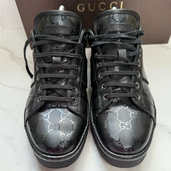 Gucci Black Monogram Sneakers AUTHENTIC - Picture 9 of 14
